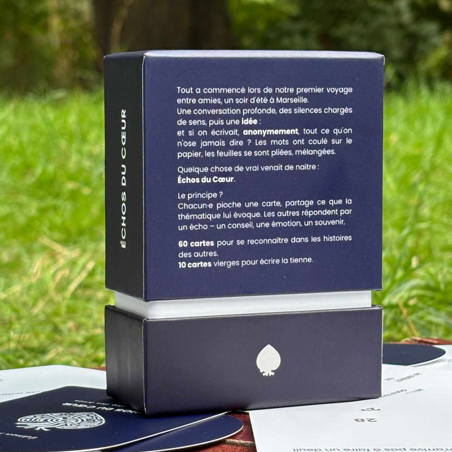 Arrière de la boite du jeu échos du coeur - résumé du jeu, storytelling